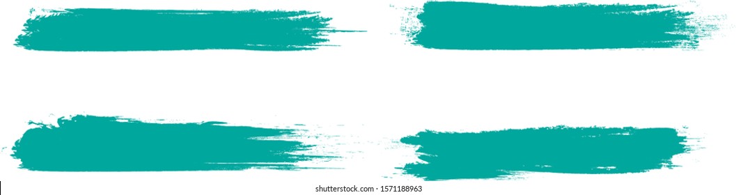 Turquoise brush stroke set isolated on white background.Trendy brush stroke for green ink paint,grunge splash, dirt banner,watercolor design and dirty texture.Creative art concept, vector illustration