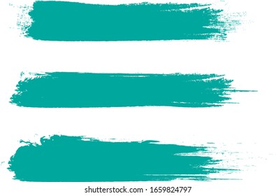 Turquoise brush stroke set isolated on white background. Trendy brush stroke for turquoise ink paint,grunge backdrop, dirt banner,watercolor design and dirty texture. Brush stroke vector illustration