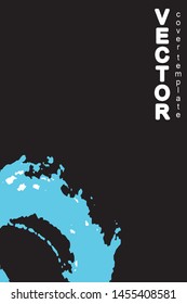 Turquoise brush strokes on a black background. Template for book cover, poster, label. Grunge stripe vector illustration