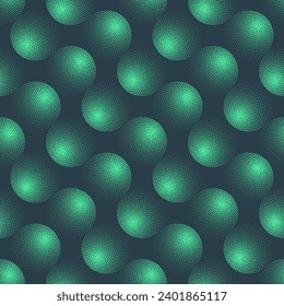 Turquoise Bubbles Vector Seamless Pattern Trend Stylish Cool Abstract Background. Endless Graphic Loopable Tilted Structure Abstraction Dot Work Wallpaper. Half Tone Art Illustration for Textile Print