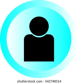 Turquoise button with gradient. Man icon. Vector eps 10.