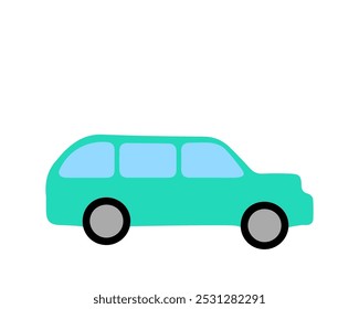 Coche turquesa. Color simple ilustración plana.