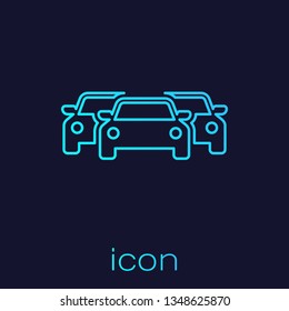 Turquoise Cars line icon isolated on blue background. Vector Illustration