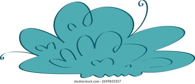 Arbusto de dibujos animados turquesa Vector plano icono de la naturaleza arbusto verde simple infantil
