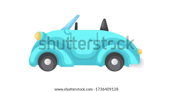Turquoise cartoon car isolated on white background,
colorful automobile flat style, simple design. Flat cartoon
colorful vector illustration. 
