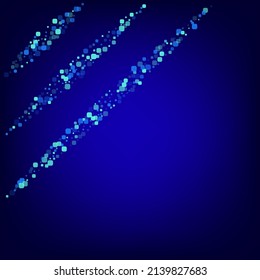 Fondo del vector azul de la celda turquesa. Resumen de la postal de Rhombus. Diseño de partículas voladoras. Azul Celebra la textura.