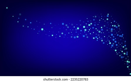 Turquoise Cell Celebration Blue Vector Background. Falling Square Illustration. Top Particle Postcard. Blue Independence Banner.