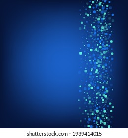 Turquoise Cell Top Blue Vector Background. Celebrate Rhombus Banner. Decoration Particle Illustration. Blue Celebration Invitation.