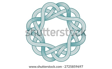 Turquoise celtic knot as decorative line art. Can be used as element in frames, patterns, or tattoos.