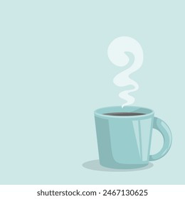 turquoise ceramic cup for drinking coffee, Cappuccino, tea, coffee, herbal drink, with smoke on top, isolated on empty background. customized vector illustration