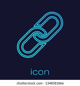 Turquoise Chain link line icon isolated on blue background. Link single. Vector Illustration