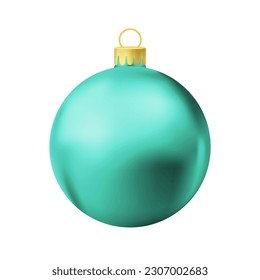 Turquoise Christmas tree ball. Simple icon