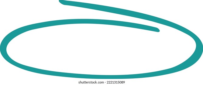Turquoise circle, pen draw. Highlight hand drawing circle isolated on background. Handwritten circle. For marking text, numbers, marker pen, pencil, logo and text check, vector illustration
