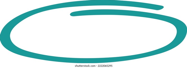 Turquoise circle, pen draw. Highlight hand drawing circle isolated on background. Handwritten circle. For marking text, numbers, marker pen, pencil, logo and text check, vector illustration