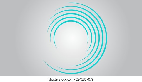Líneas de velocidad de círculo turquesa aisladas. Líneas de velocidad abstractas en forma de círculo, vector. Para el arte geométrico, diseño de elementos, materiales de impresión y plantilla de carteles. Resumen de las líneas de velocidad de los círculos de fondo