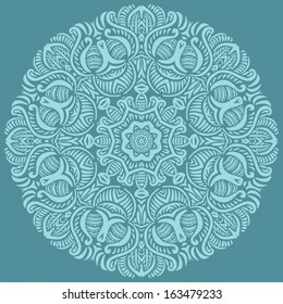 Turquoise circular ornament. Vector illustration for greeting cards, invitations, and other printing and web projects.