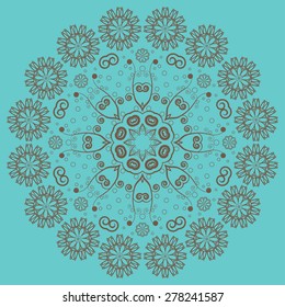 Turquoise circular ornament. Vector illustration for greeting cards, invitations, and other printing and web projects.