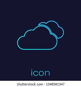 Turquoise Cloud line icon isolated on blue background. Vector Illustration
