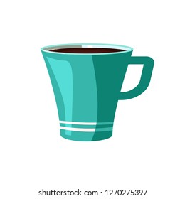 Turquoise coffee cup illustration. Mug, hot drink, tea. Drinking concept. Vector illustration can be used for topics like cafe, cooking, drinking, kitchen
