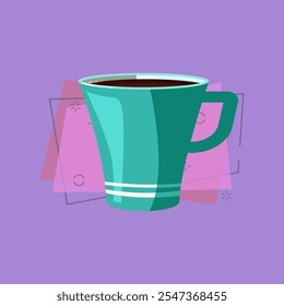 Ilustración de taza de café turquesa. Taza, bebida caliente, té. Concepto de bebida. La Ilustración vectorial se puede utilizar para temas como café, cocina, beber, cocina