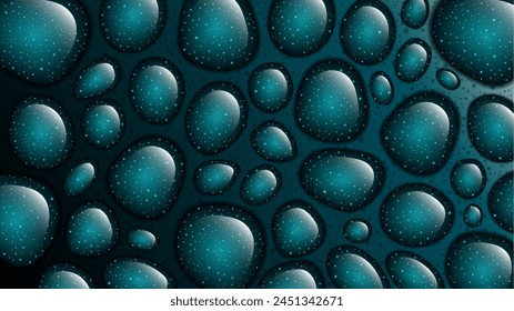 Turquoise color abstract background with water drops, vector illustration