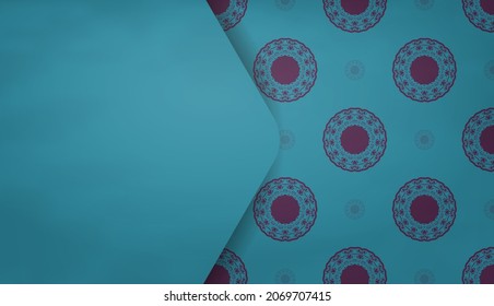Turquoise color banner template with abstract purple pattern for design under logo or text