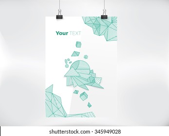  Turquoise Color Concept Scalable and Adjustable Eps10 Vector Abstract Artistic Composition for Leaflet design