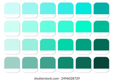 Turquoise color palette. Gradient shades vector. Aqua and teal tones. Cool color variations.