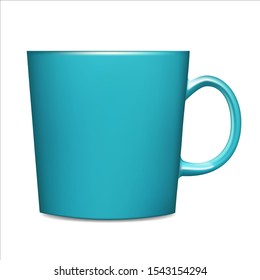 Turquoise colored coffee cup on a white background