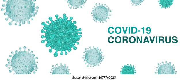 Turquoise colored corona virus infection vector banner background. Virus corona virus microbe vector. Corona virus sign disense outbreak background