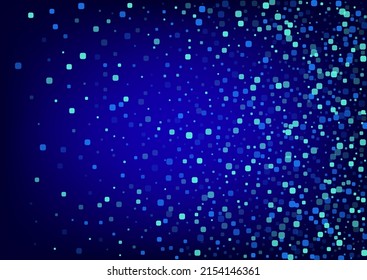 Turquoise Confetti Abstract Blue Vector Background. Independence Square Pattern. Effect Cell Design. Blue Invitation Invitation.