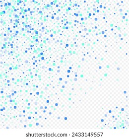 Turquoise Confetti Celebrate Vector Transparent Background. Effect Particle Banner. Flying Cell Invitation. Blue Top Wallpaper.