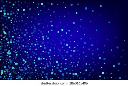 Turquoise Confetti Celebration Blue Vector Background. Abstract Square Banner. Carnaval Rhombus Illustration. Blue Celebrate Pattern.