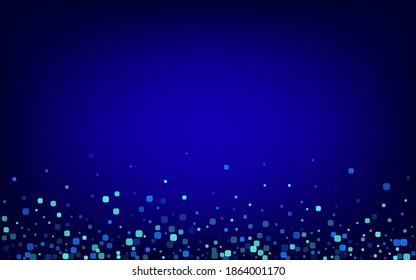 Turquoise Confetti Decoration Blue Vector Background. Independence Rhombus Wallpaper. Celebrate Particle Invitation. Blue Falling Texture.