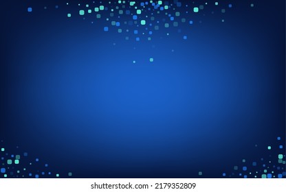 Turquoise Confetti Falling Blue Vector Background. Carnaval Square Pattern. Effect Cell Card. Blue Celebrate Backdrop.
