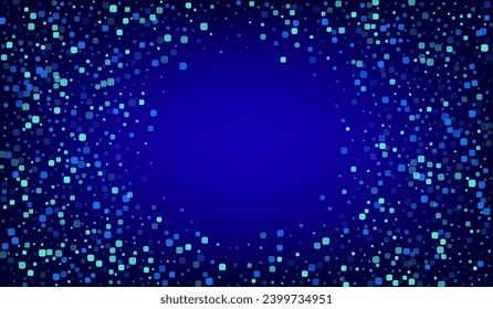 Turquoise Confetti Falling Blue Vector Background. Celebrate Cell Postcard. Independence Particle Invitation. Blue Flying Texture.
