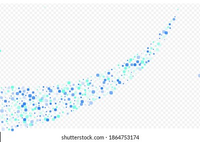 Turquoise Confetti Falling Vector Transparent Background. Flying Particle Design. Celebrate Rhombus Card. Blue Decoration Pattern.