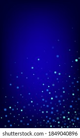 Turquoise Confetti Flying Blue Vector Background. Carnaval Cell Banner. Celebrate Square Invitation. Blue Celebration Design.