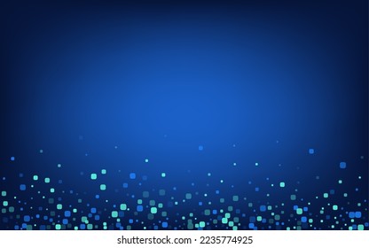 Turquoise Confetti Flying Blue Vector Background. Top Square Banner. Independence Cell Texture. Blue Falling Design.