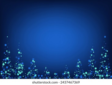 Turquoise Confetti Invitation Blue Vector Background. Top Particle Wallpaper. Flying Rhombus Illustration. Blue Decoration Texture.