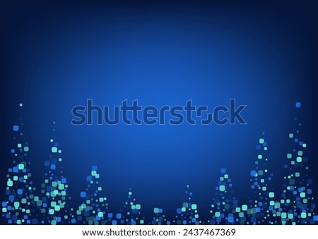 Turquoise Confetti Invitation Blue Vector Background. Top Particle Wallpaper. Flying Rhombus Illustration. Blue Decoration Texture.