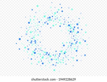 Turquoise Confetti Top Vector Transparent Background. Flying Cell Illustration. Celebration Square Texture. Blue Invitation Design.