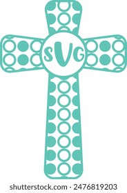 Turquoise cross monogram on white background. Vector illustration.