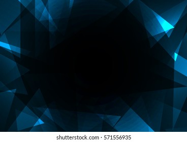 turquoise crystal abstract background, diamond business template, facet technology background, vector illustration, fractal frame abstract dark background