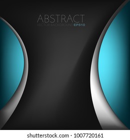 Turquoise curve with silver grey line vector background overlap layer with black space for text design