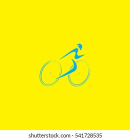 Turquoise cyclist vector design with yellow background