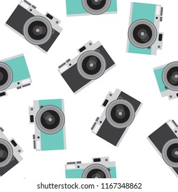 turquoise and dark gray black retro camera pattern seamless vintage photo hipster vector. - Powered by Shutterstock - Get 15% off with code: PIKWIZARD15