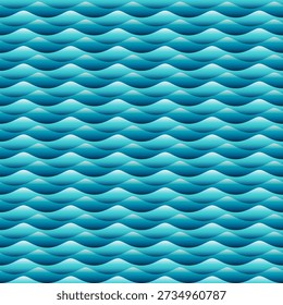 Turquesa Deep Sea Wave Padrão sem emenda