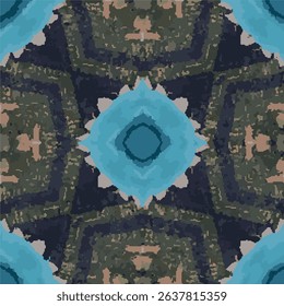 Turquoise Diamond Kaleidoscope Pattern Vector