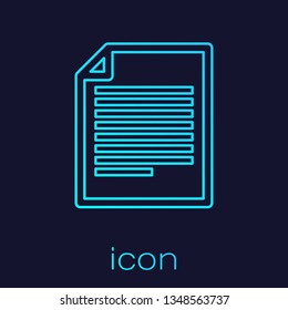 Turquoise Document line icon isolated on blue background. File icon. Checklist icon. Business concept. Vector Illustration